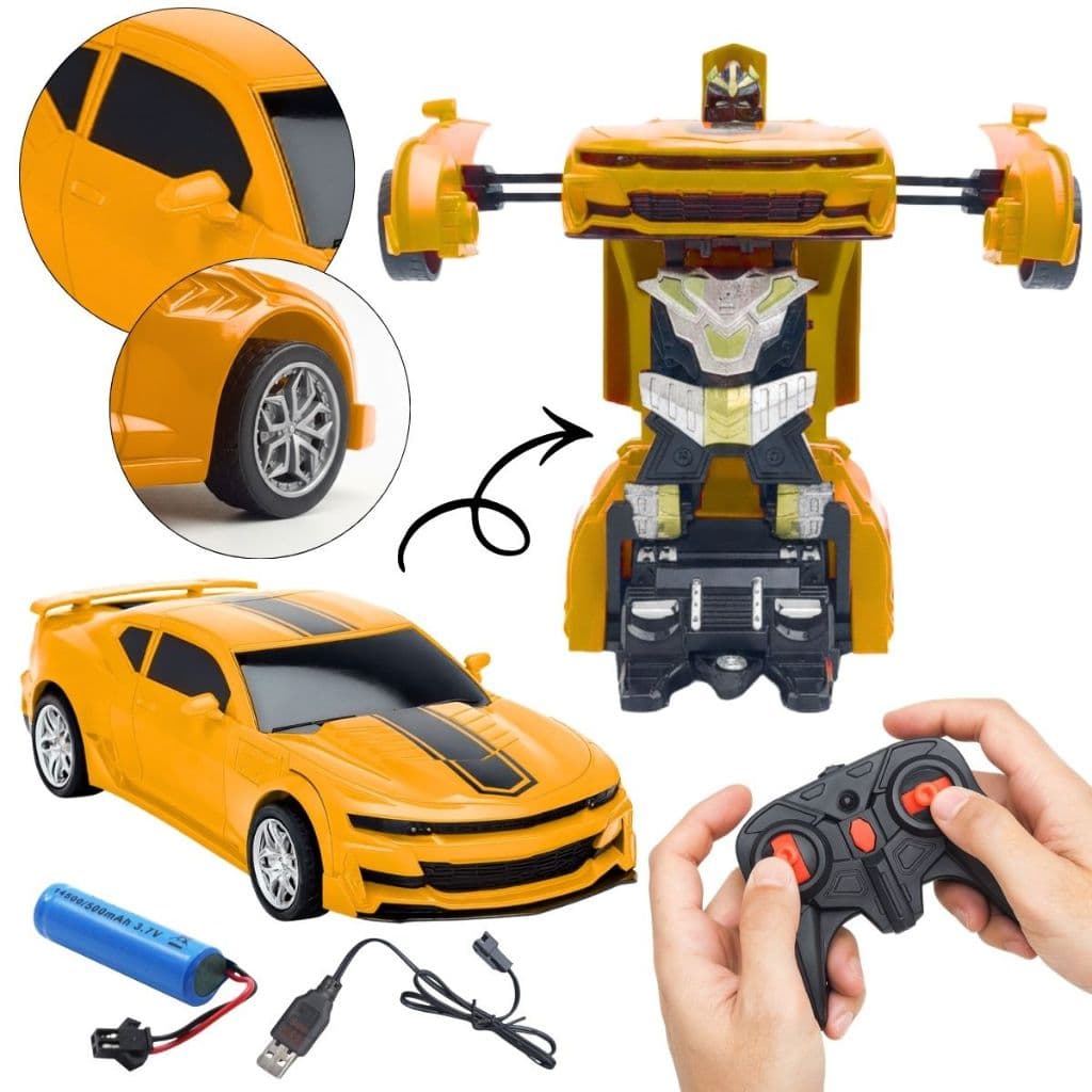 Carrinho Controle Remoto 2 em 1 Vira Robô Transformers Brinquedo Robo Carro
