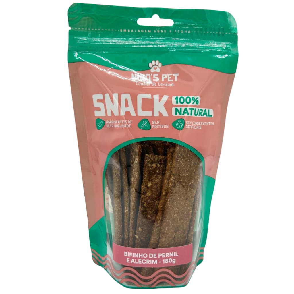 Snack Bifinho de Pernil Tamanho Família Petisco Natural para Cachorro 100% Natural Ninos Pet 180g Saudável