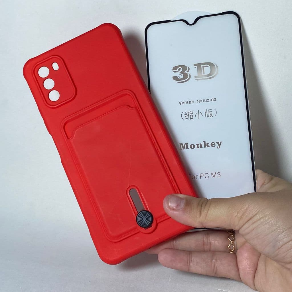 Capa Poco M3 + Película 3D Kit Xiaomi Capinha Case Protetora Celular Silicone