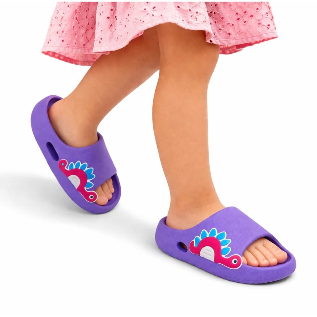 Chinelo Slide Infantil Dino Menina Menino Nuvem Macio Dinossauro Confortável Leve Confortável