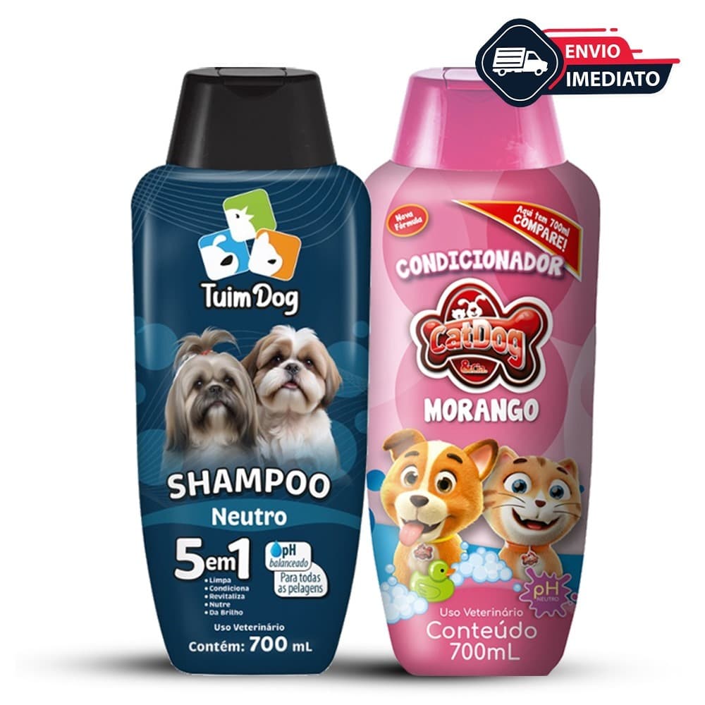 Shampoo e Condicionador para Cachorro Neutro Kit Pet Cães e Gatos