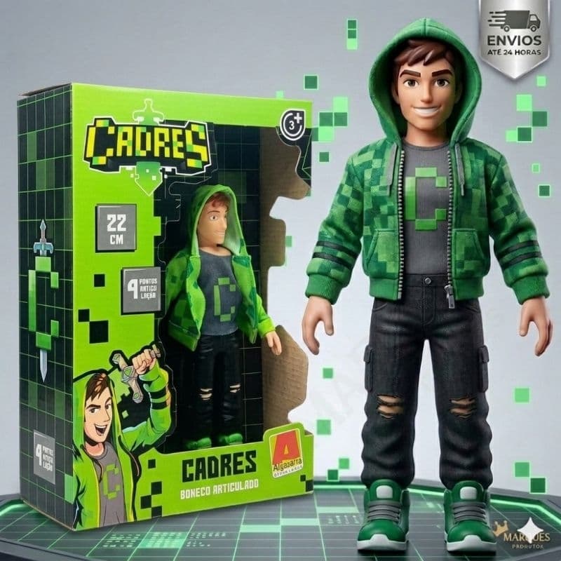 Boneco Cadres Vinil 22 cm Articulado Original Com Casaco e Botas Removiveis