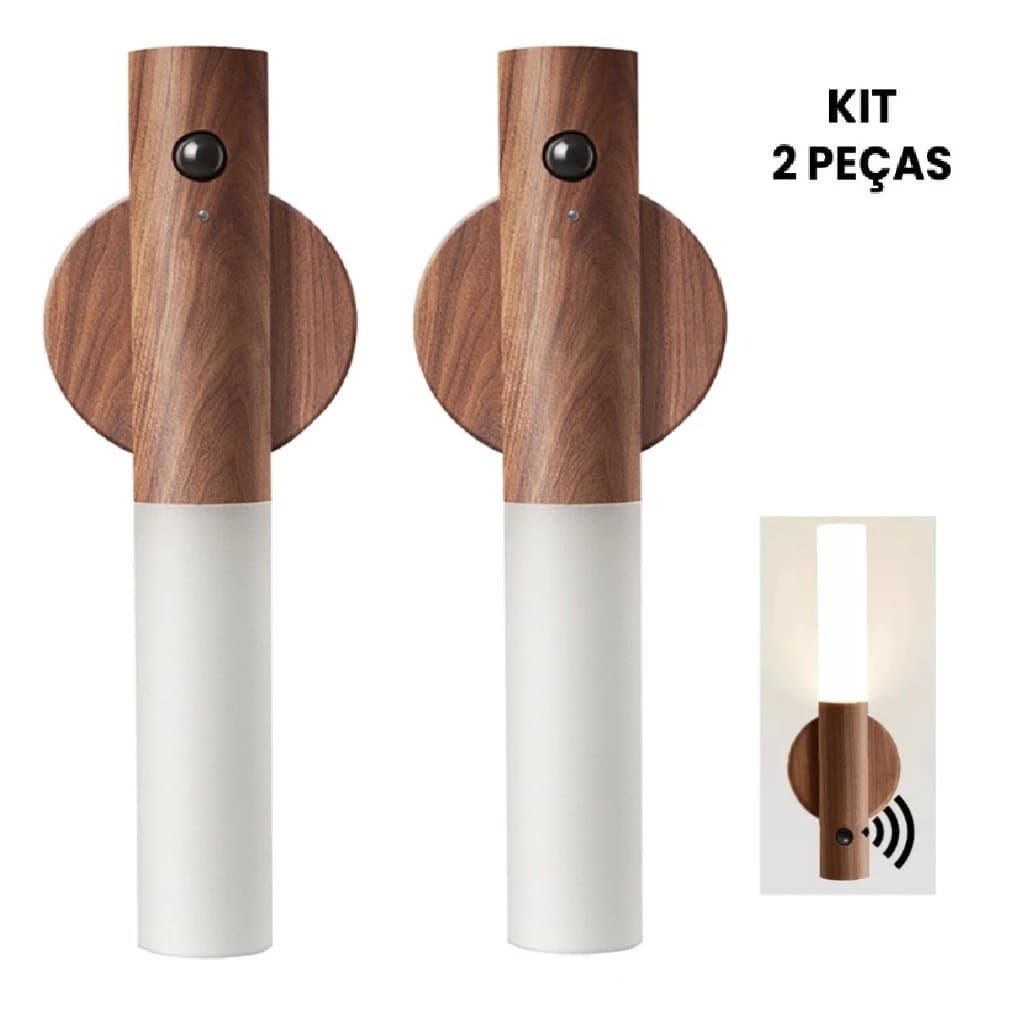 KIT 2  Luz Noturna com Sensor Movimento LED Lâmpada Magnética Recarregável-Parede/Cabeceira para Corredor/Quarto/Escadas