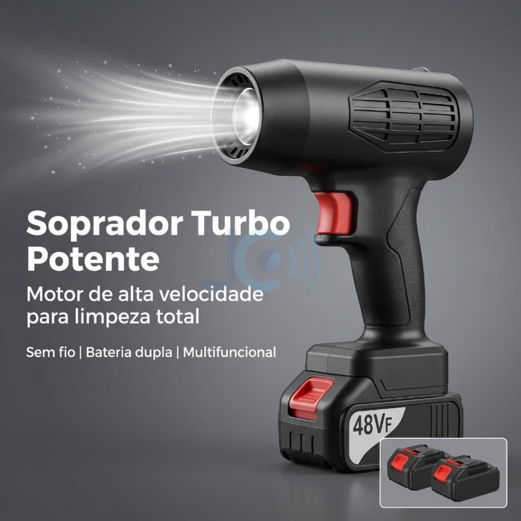 Soprador De Ar Turbo Folhas Pó Portátil 2 Baterias 48v Recarregável PRONTA ENTREGA
