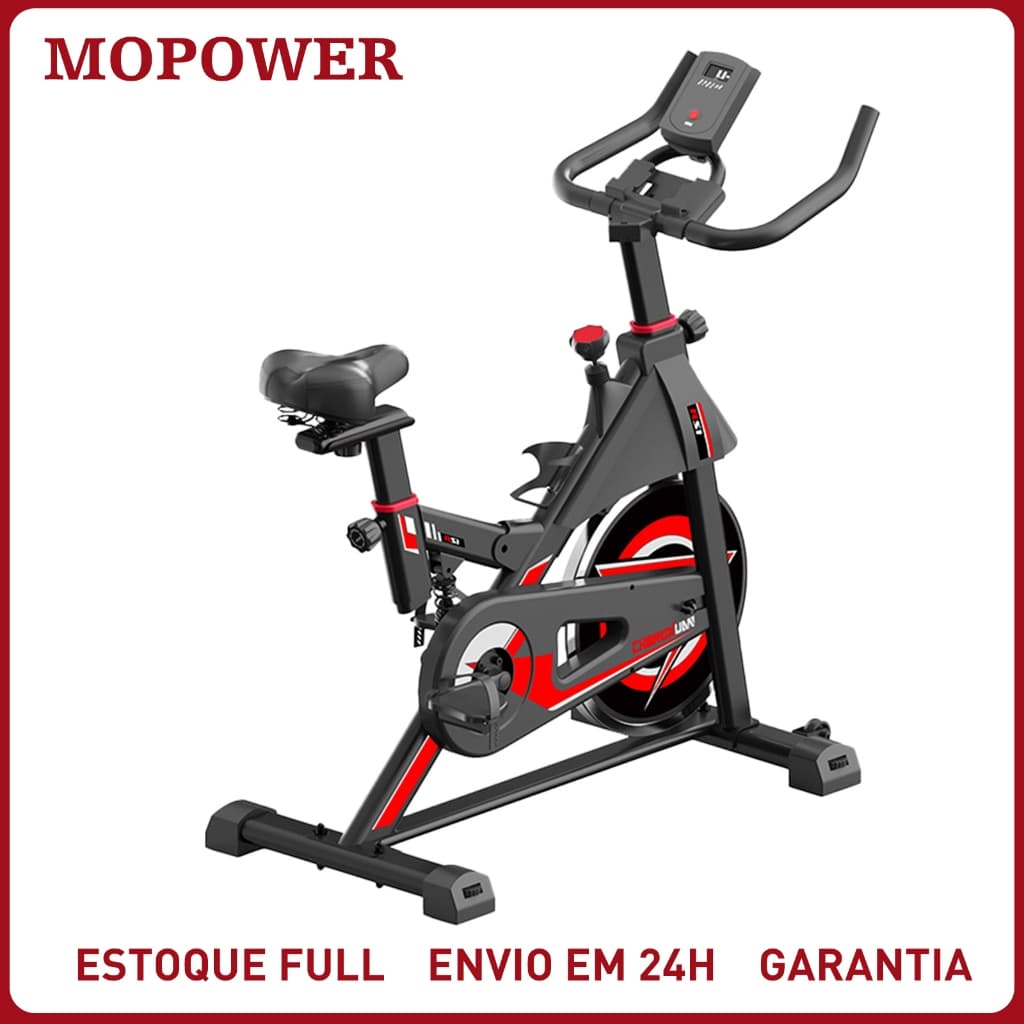 Bicicleta Ergométrica Spinning Suporta 150kg Silenciosa Visor LCD