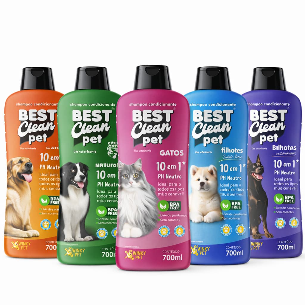 kit Shampoo Condicionador Pet 10 Em 1 Com 700ml Para Pet Cães E Gatos