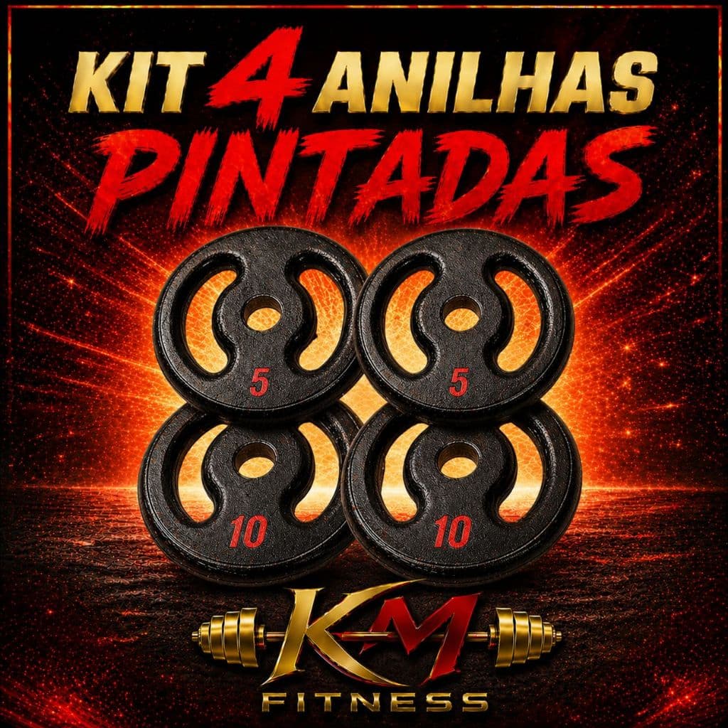 Kit 4 Anilhas 5 Kg e 10 Kg Vazada Pintada Preto Ferro Fundido Academia Treino Musculação Fitness (2X5KG) e (2X10KG)