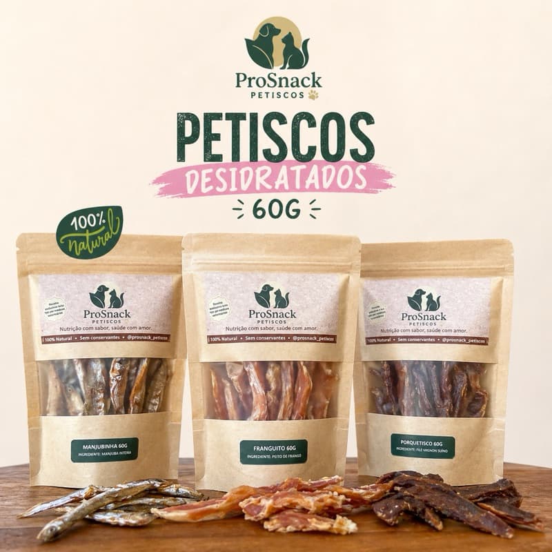 ProSnack Petisco Natural Desidratado Para Cães e Gatos | 100% Carne | Sem Conservantes