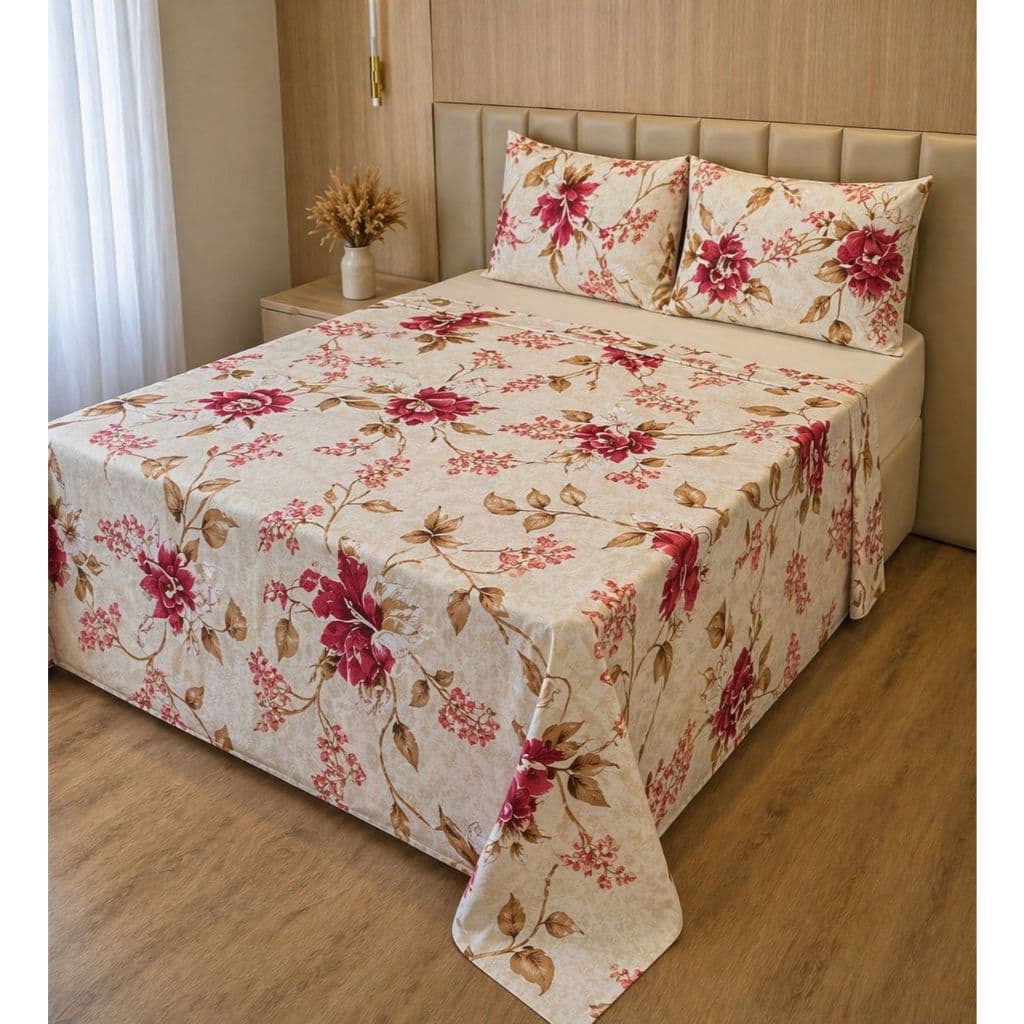 Jogo de Lençol Cama Casal/Queen Estampado/Liso 4pç C/Elástico Micropercal 500 Fios Toque de Algodão