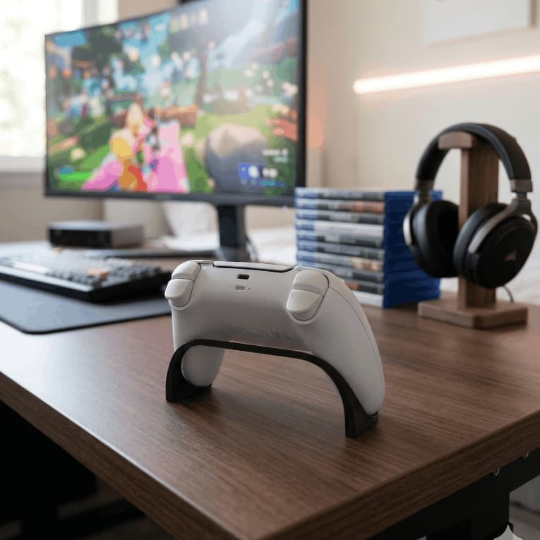 Suporte Universal Minimalista para Controle de Video Game | Base de Mesa Compacta e Resistente