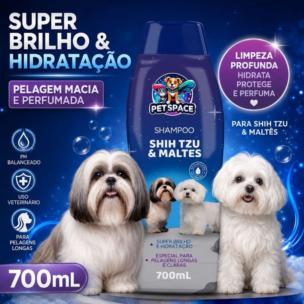 Shampoo para Cachorro Raças Maltes e Shih-Tzu Pet Space 700ml - ENVIO IMEDIATOOO