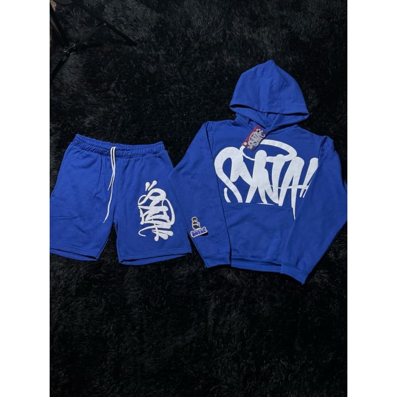 Conjunto Moletom Syna World Azul E Branco Moletom e bermuda
