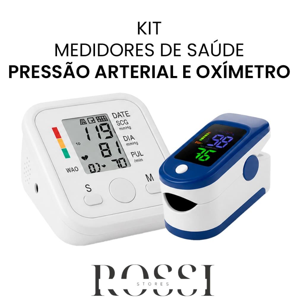 Aparelho de Pressão Arterial Digital de Braço + Oxímetro de Dedo