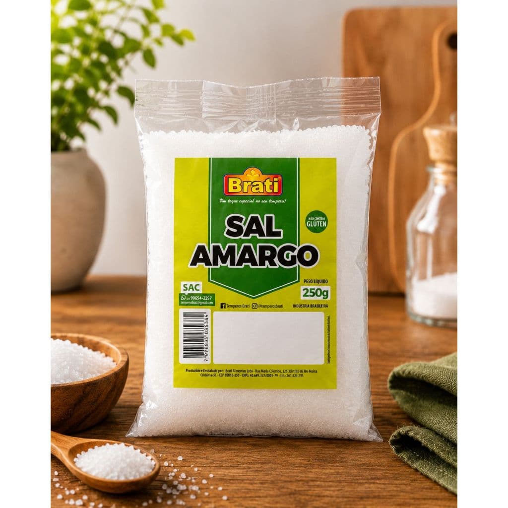 Sal Amargo (Sulfato de Magnésio) 250g | 500g | 1kg - Alta Pureza - Brati Alimentos