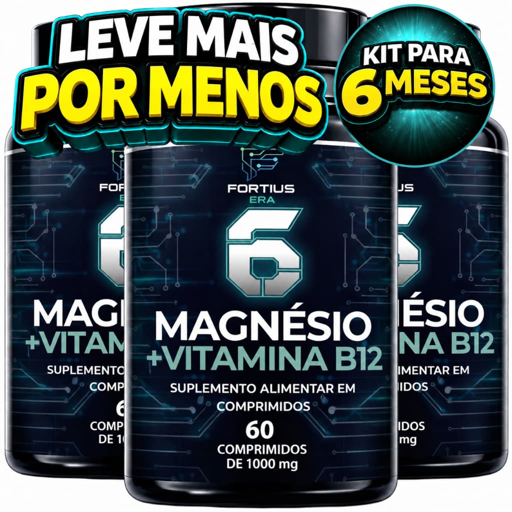 6 Magnesio + Vitamina B12 METILCOBALAMINA -  03 POTES (  KIT PARA PARA 6 MESES  )