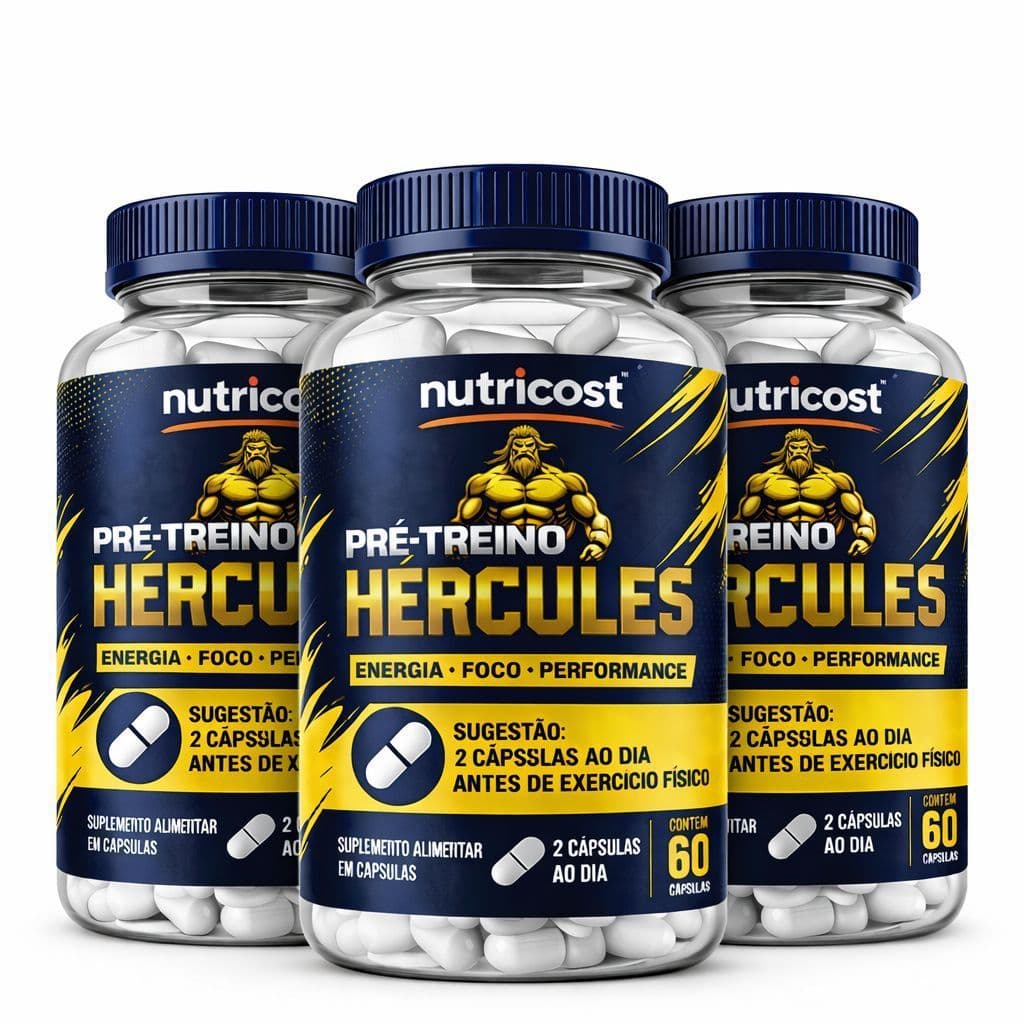3 Pré-Treino Hércules I Suplemento Alimentar | Energia • Foco • Performance