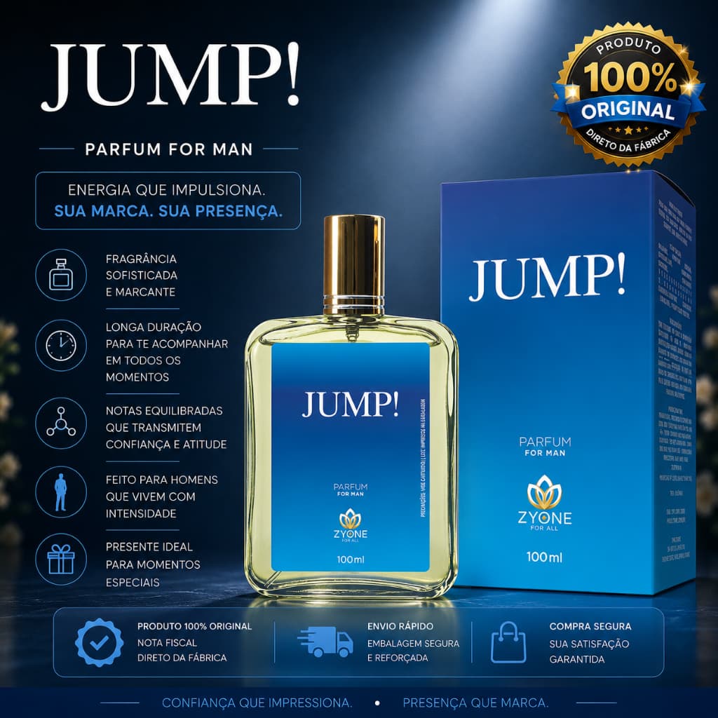 Perfume Masculino Jump! Zyone Alta Fixação 25% de Essência Importada Parfum