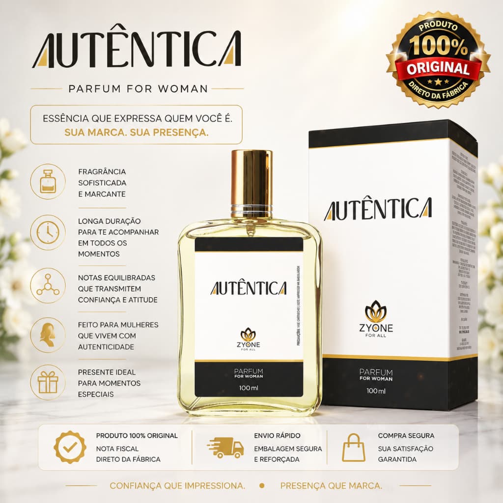 Perfume Autêntica Zyone Feminino Alta Fixação 25% de Essência Importada Parfum