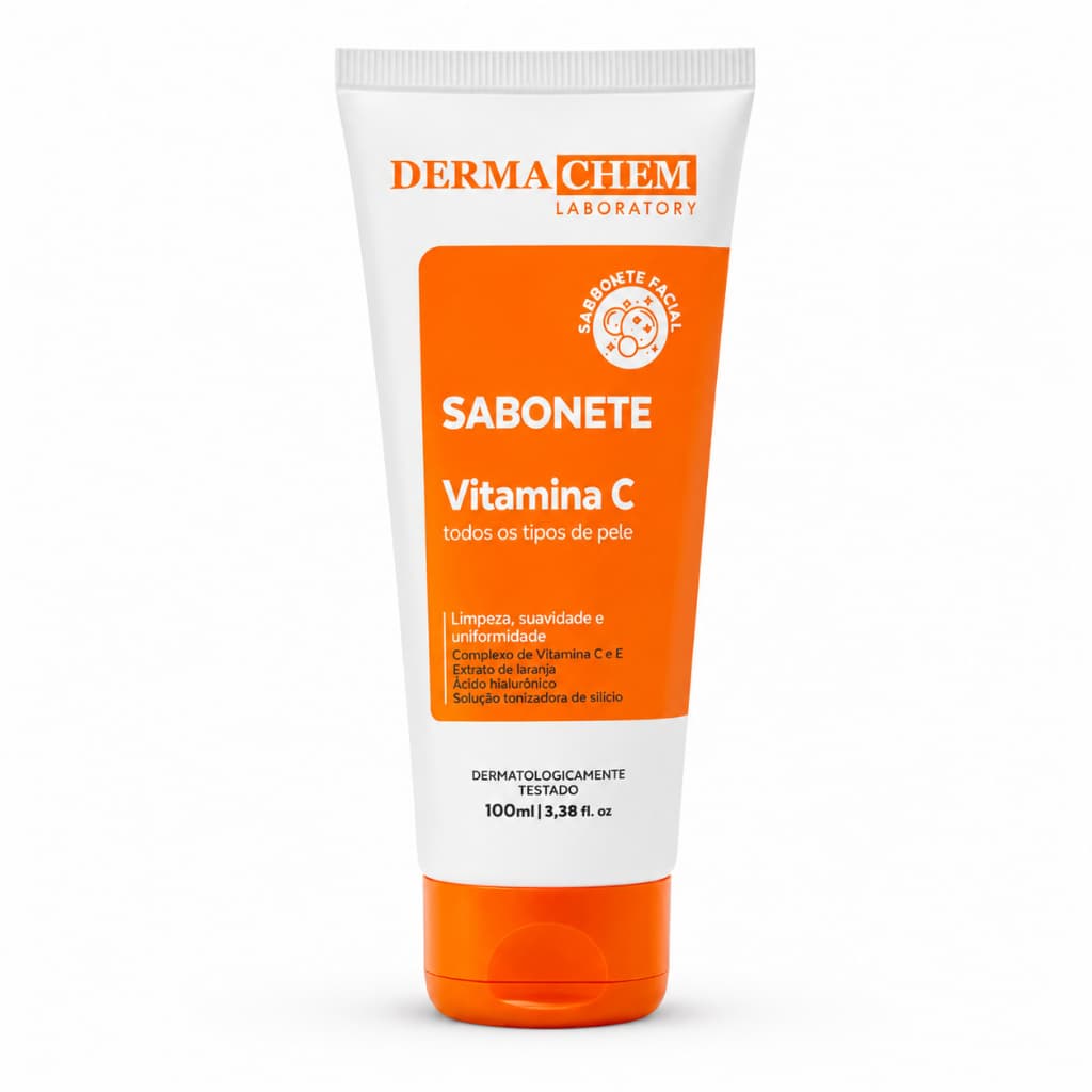 Sabonete Facial Vitamina C Dermachem 100ml Clareador Anti-idade Limpeza Profunda Todos Tipos Pele