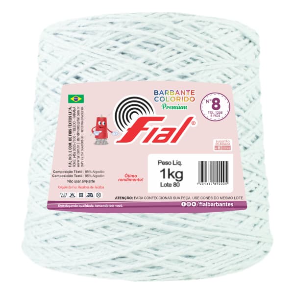 Barbante Cru e Colorido Fial Nº8 1Kg 85% Algodão para Crochê Tapete