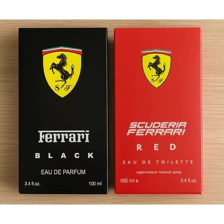 Kit 2 Perfumes Masculino Ferrari Black e Scuderia Red 100ml Cada Importado Intenso Elegante
