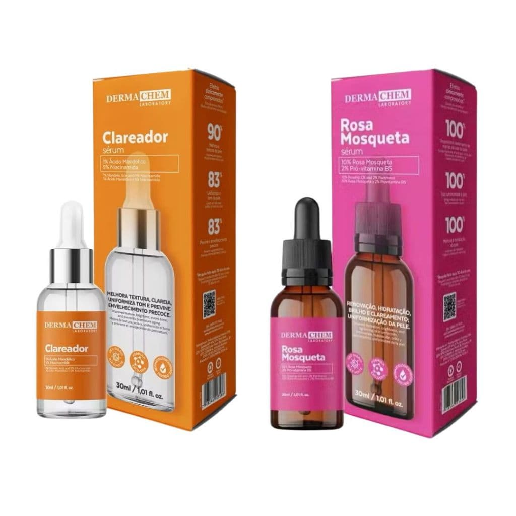 Dermachem Sérum Facial 30ml Vitamina C ou Rosa Mosqueta Clareador Hidratação Skincare Original