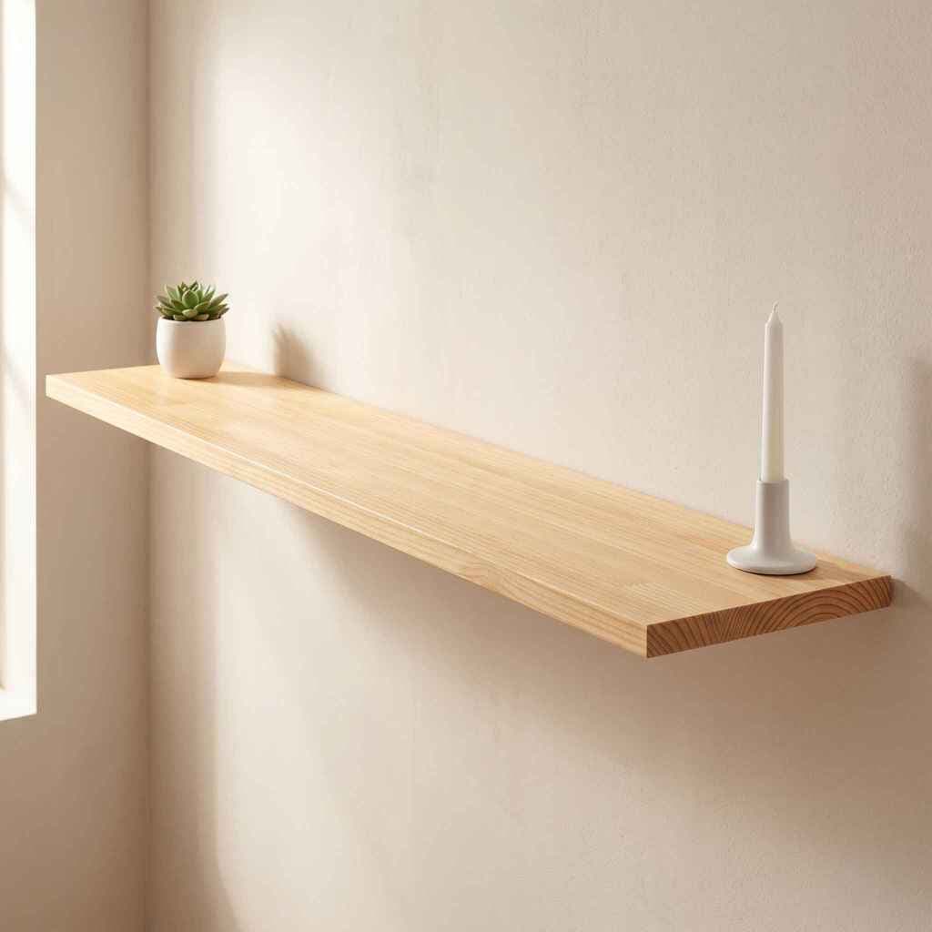 Prateleira Flutuante Pinus Maciça Sem Nós 120x20 Suporte Invisível Parede Decorativa Sala Quarto
