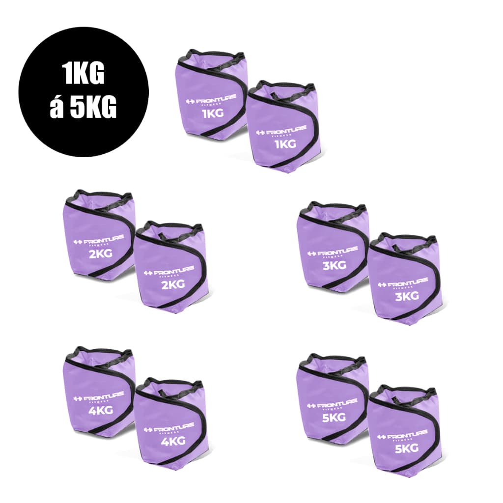 Kit Par Caneleira Peso Profissional 1kg ao 5kg LILÁS Academia Treino Funcional Perna Exercicios Musculação