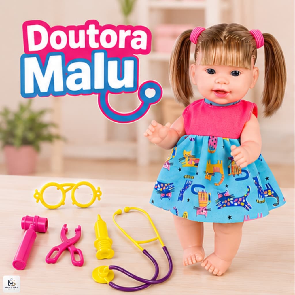 Boneca Malu Doutora Com Acessórios Médicos Em Viníl Articulada Super Toys 31cm