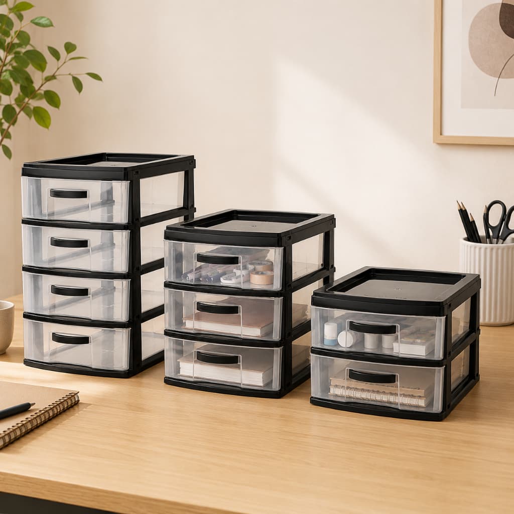 Gaveteiro Organizador Grande em Plástico com 2, 3 e 4 Gavetas Armário Cozinha Quarto Multiuso