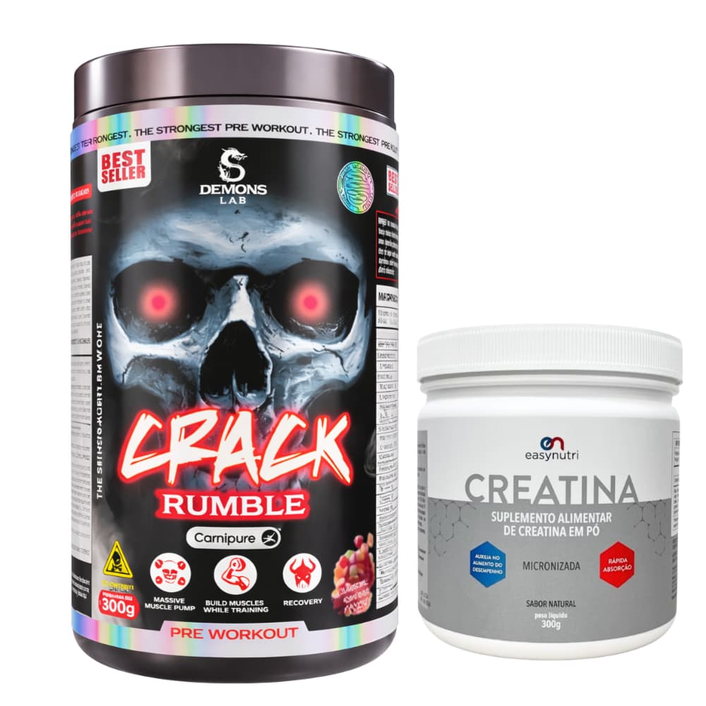 Pré treino Crack rumble 300gr + Creatina Easy nutri 300 gr