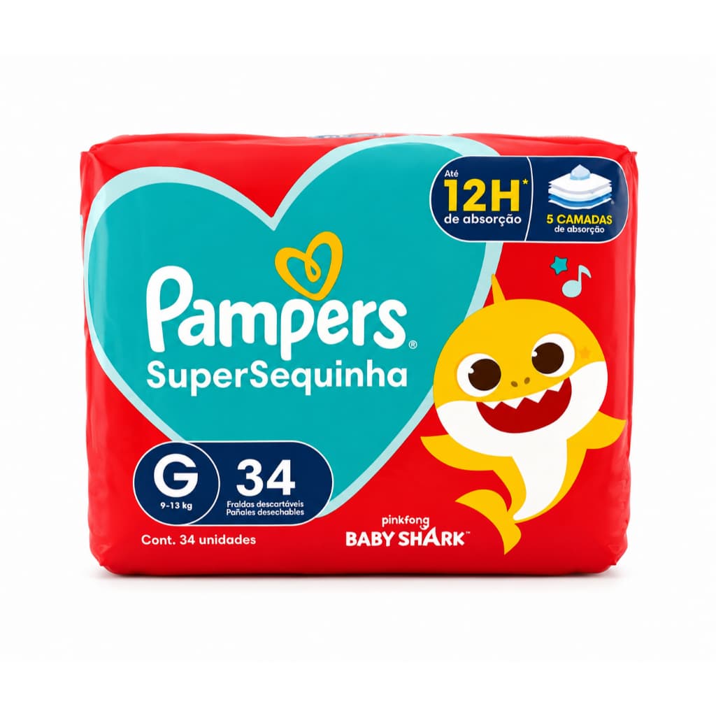 FRALDA PAMPERS SUPERSEQUINHA TAMANHO G C/ 34 UNID + ENVIO RÁPIDO