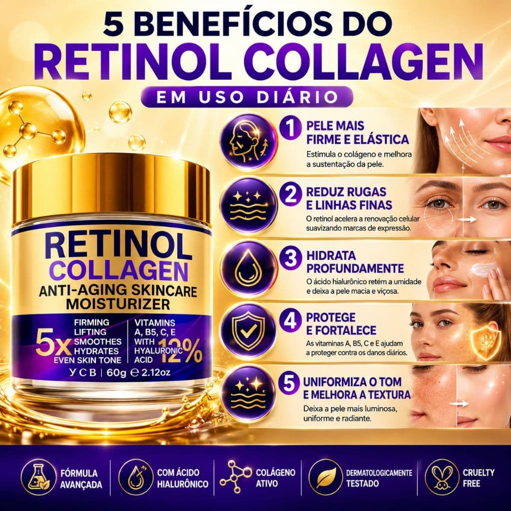 Hidratante Retinol e Colágeno Anti-Idade 60g Water Ice Levin - Creme Facial Anti-Rugas e Clareador Alta Eficácia