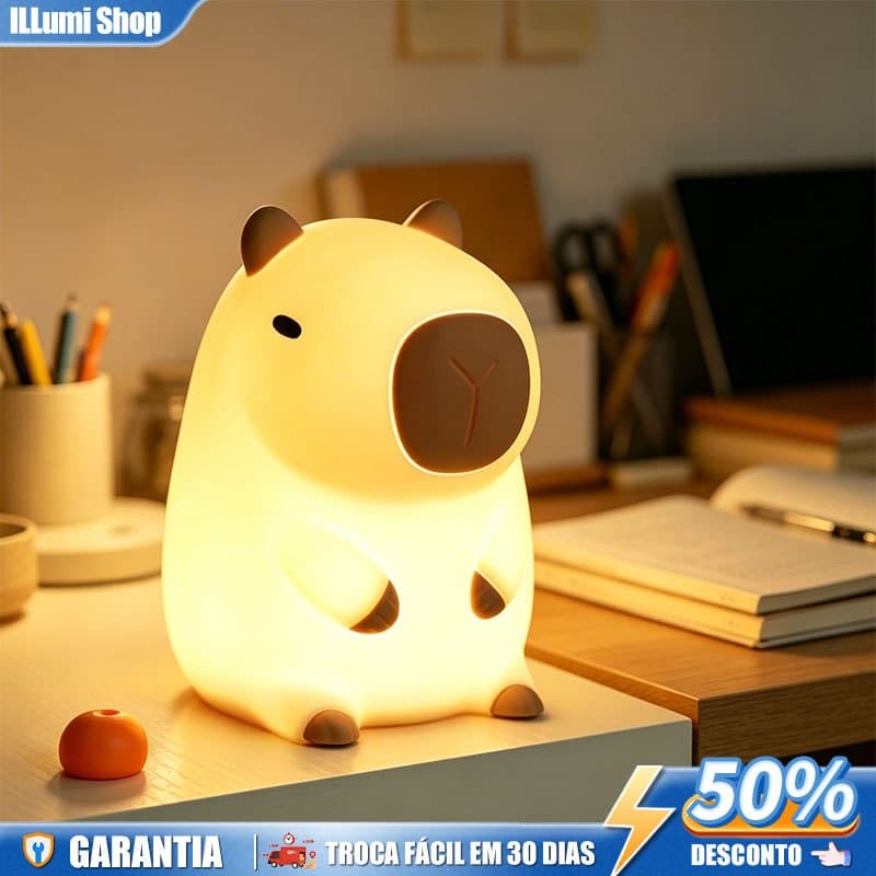 Luminária de Capivara de Mesa,Silicone Material Luz Quente Sleep Night Abajur