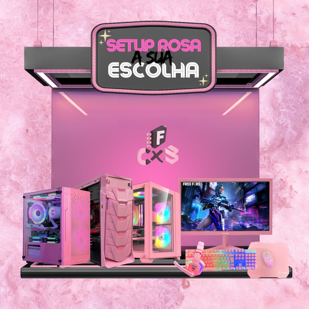 Pc Gamer Completo i7 3°, 32gb + SSD 480gb, GTX750 + Monitor Rosa + Combo Gamer Rosa