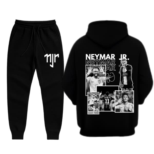 Kit Moletom Conjunto Canguru + Calça Flanelado  Menino Ney Craque Neymar