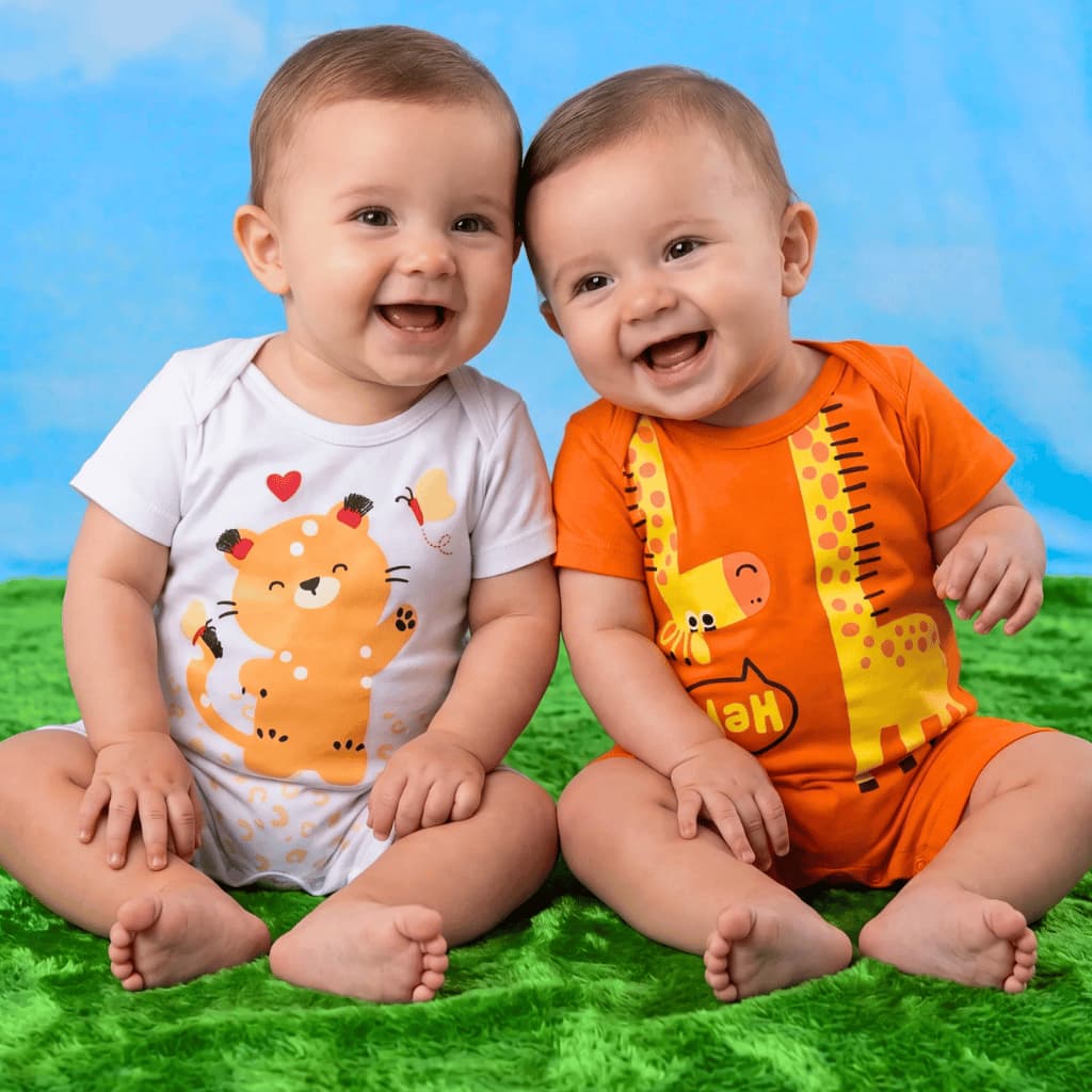 Kit 2 Macacão Bebê Infantil 100% Algodão Menino Menina Unissex Básico Macio Baby Bodys Maternidade