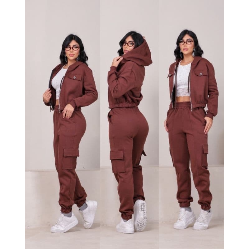 Conjunto Moletom Feminino Cropped e Calça Moda Inverno