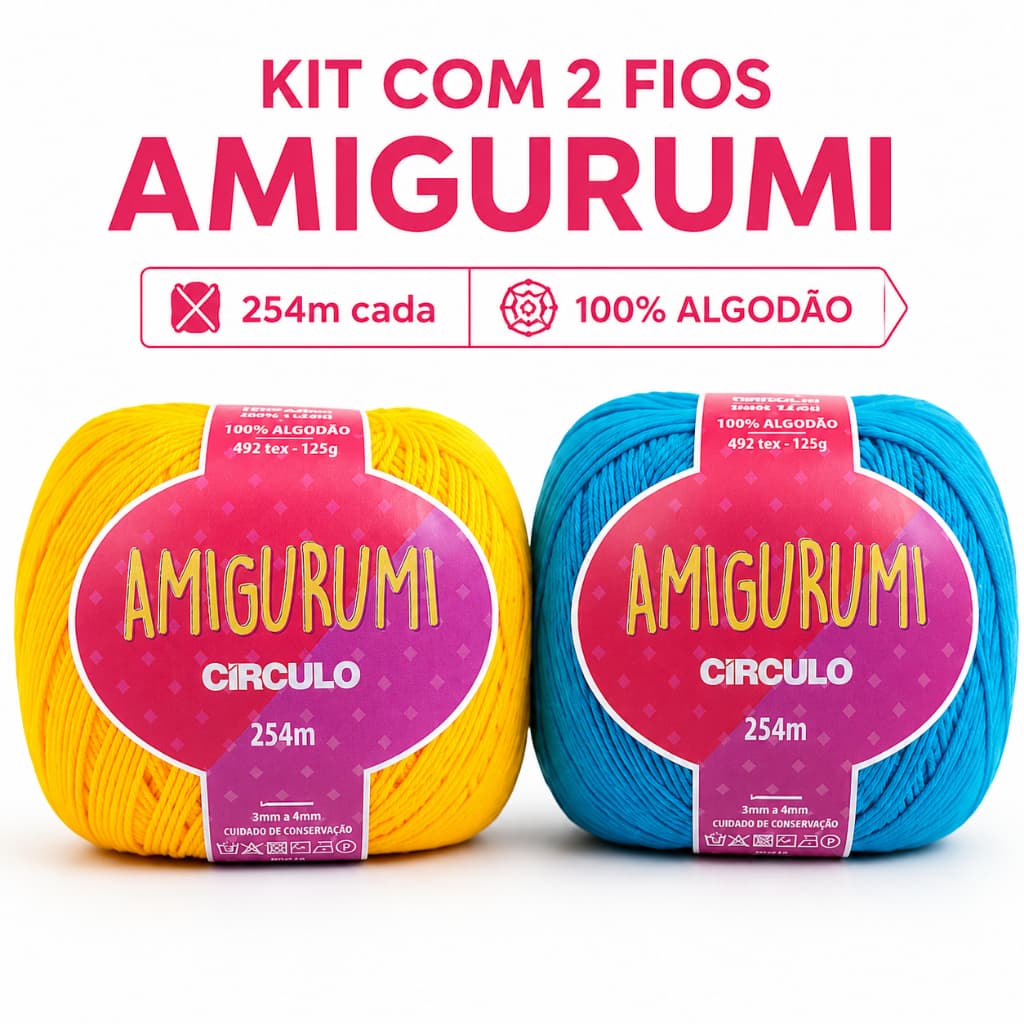 Kit 2 Fios Amigurumi Linha Para Crochê 2 Novelos Círculo Artesanato Cores Variadas Pronta Entrega