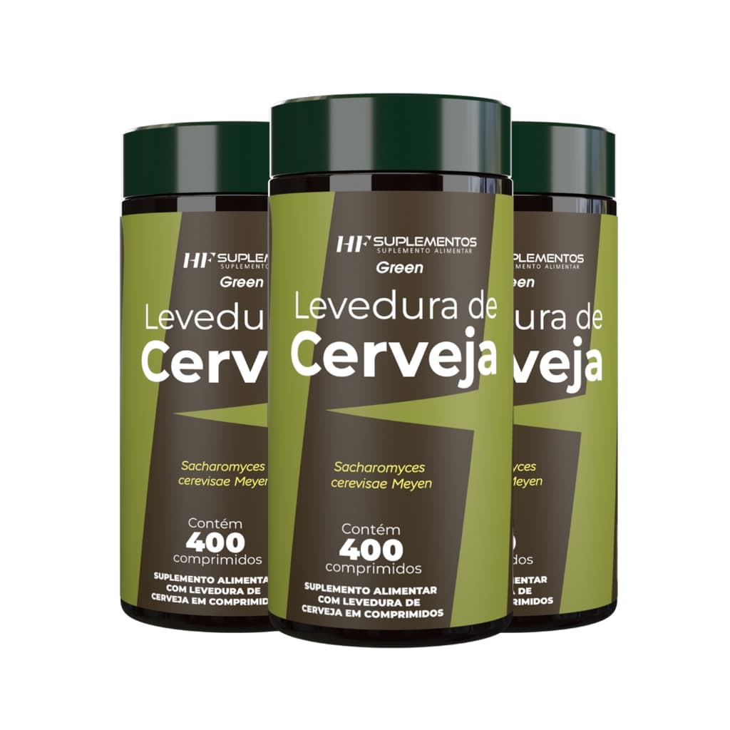 Kit 3x 400 Comprimidos – Suplemento de Levedura de Cerveja com Vitamina D3 – grenn HF Suplementos