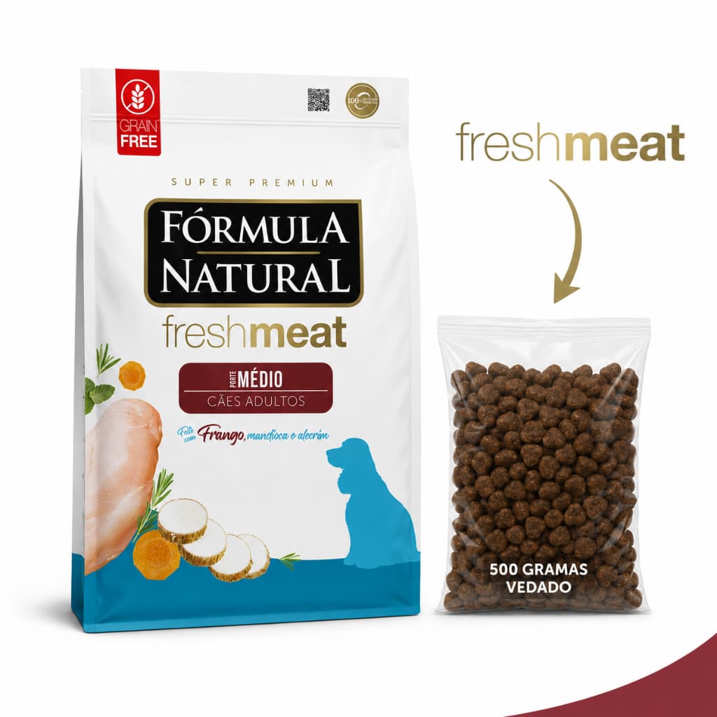 Ração Granel Formula Natural Fresh Meat Caes E Gato Super Premium Cachorro Pet Filhote Adulto Mini Pequeno 500g Pacote