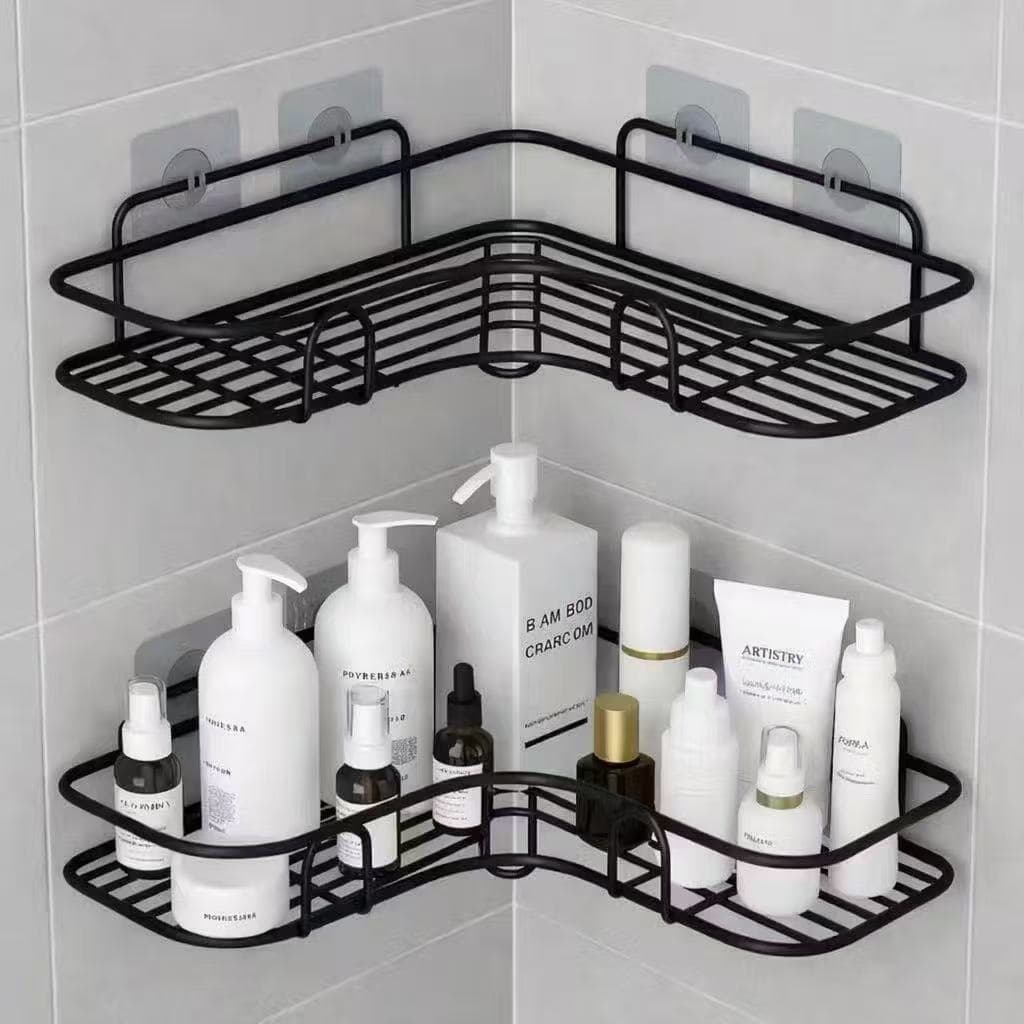 Prateleira de Banheiro Adesiva Sem Furo Porta Shampoo Sabonete Organizador Multiuso para Cozinha Lavanderia