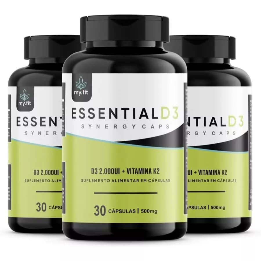 Vitamina D3 2000UI + K2 65mcg Cápsulas Sinérgicas 500mg Suplemento Alimentar