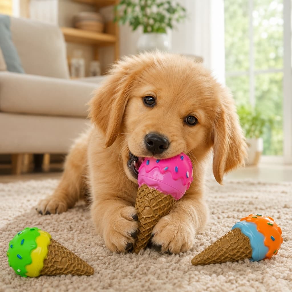 Sorvete Mordedor Borracha Vinil Com Apito Brinquedo Para cachorro Pet Cães Cachorros