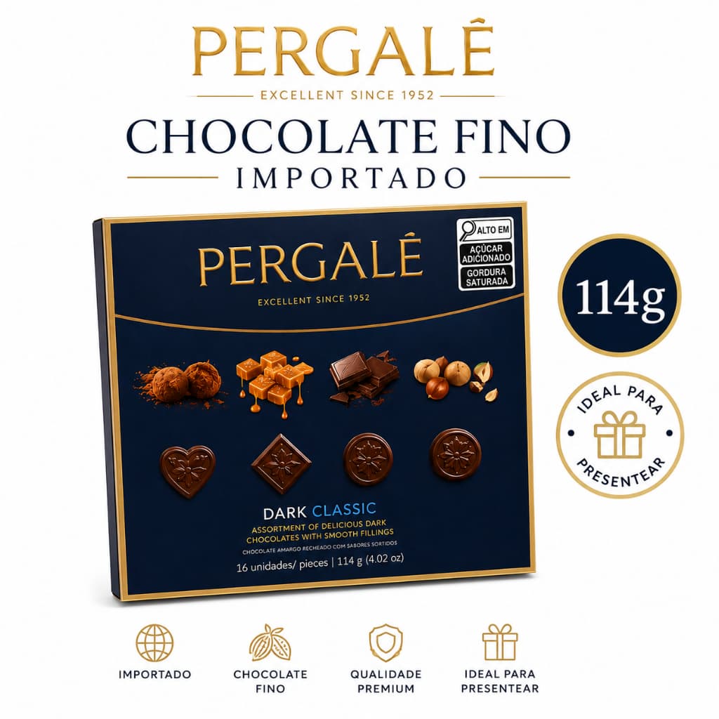 Kit 2 Chocolates Importados Pergalė Dark Classic 114g Chocolate Fino Premium Sortido