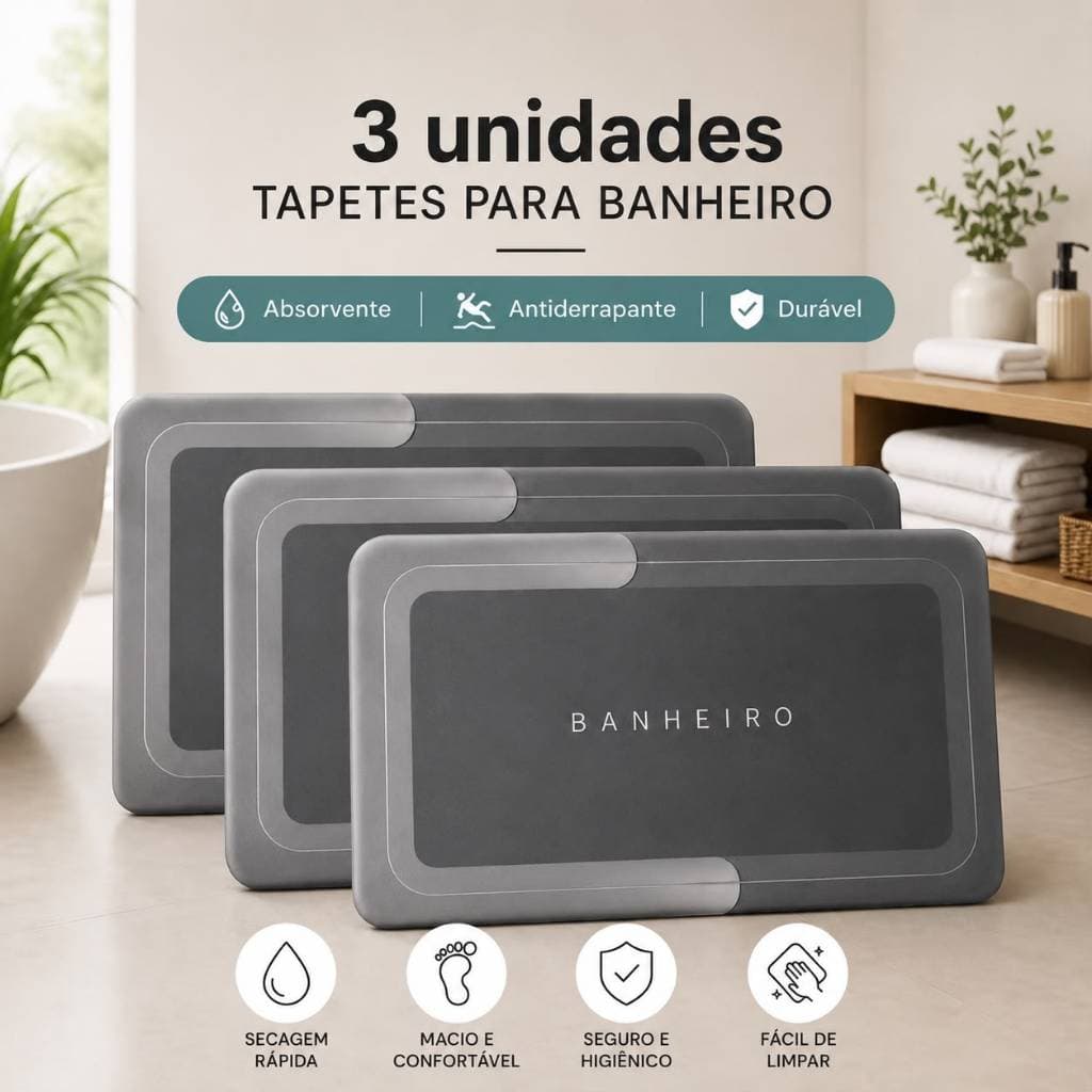 Tapetes para Banheiro Absorvente Antiderrapante Secagem Rápida Macio Durável
