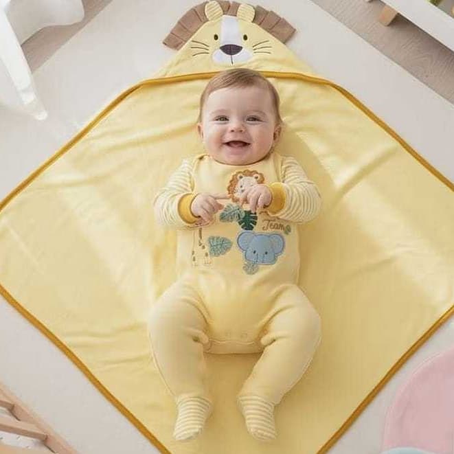 Kit Saída De Maternidade Safari Enxoval Bebê Menino Macacão Bordado Manta Promoção