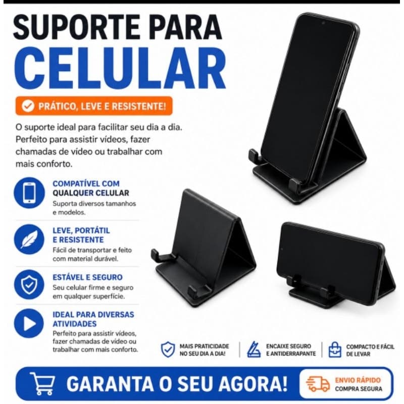 Suporte para Celular Mesa Universal Portátil Base Apoio para Smartphone iPhone Samsung Xiaomi