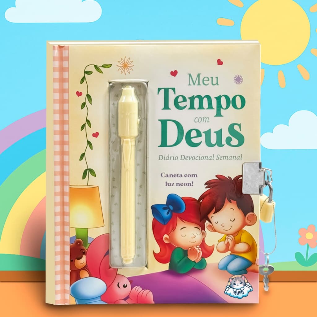 Livro Infantil Devocional Tempo com Deus - Diário Infantil Devocional + Caneta Mágica