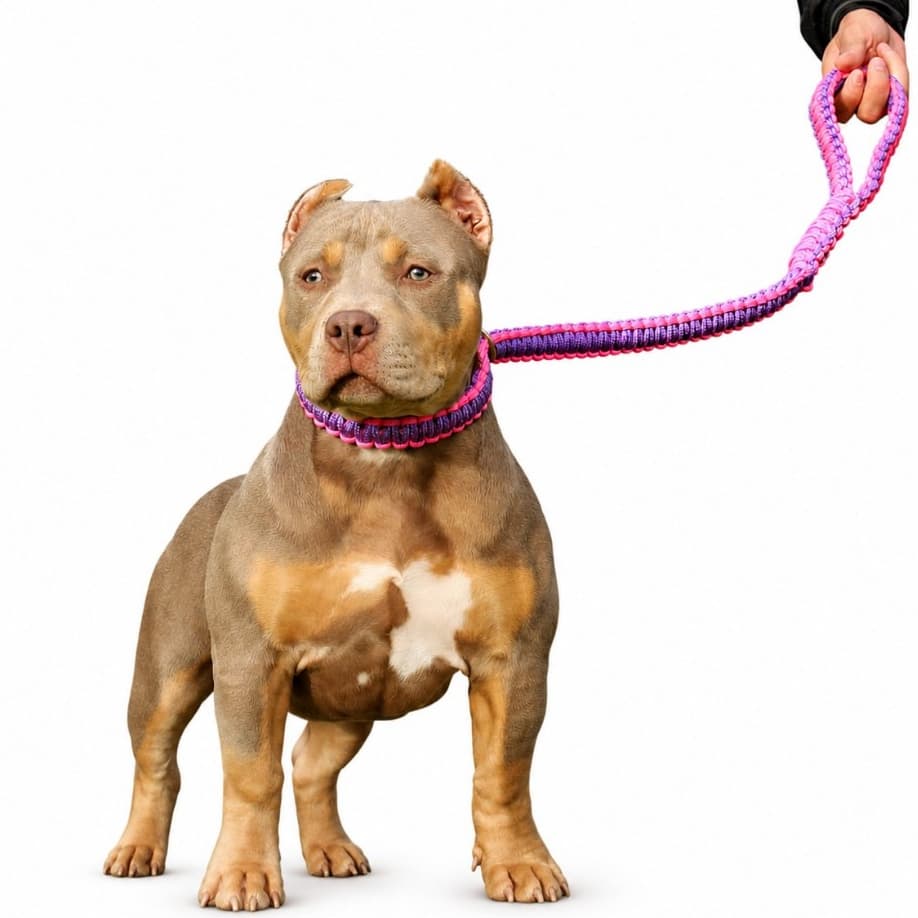 Coleira com Guia Unificada 1,20 m Cachorro Grande Porte Reforçada Para Pitbull